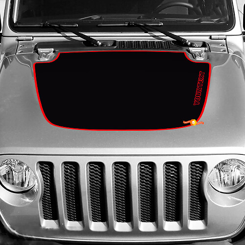 Red Outline Bonnet Vinyl Decal for Jeep Wrangler