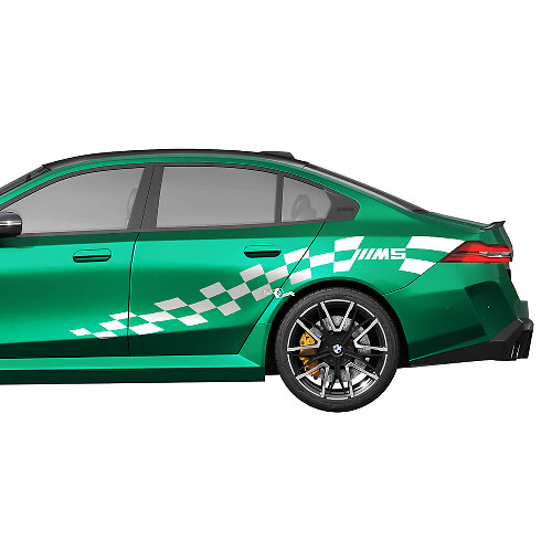 Side M5 Checkered Racing Decal Kit for BMW 5 Series G60 M5 G90 - SupDec Graphix Vinyl Stickers
