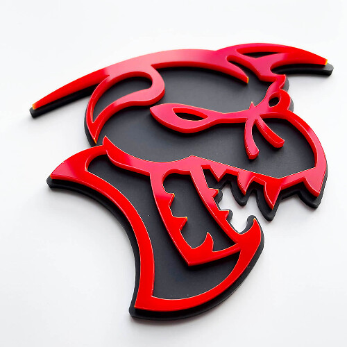 Hellcat Demon 3D Badge Fender Badges Emblem Grey vs Red
