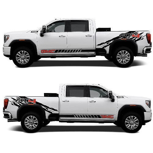 AT4 Style Rear Side and Rocker Panel Vinyl Decal Kit for GMC 2500HD 2024 