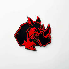 3D Rhino Angry Logo Badge - Custom Wing Mirror Emblem for Cars, Vans and 4x4s Red vs Black 4