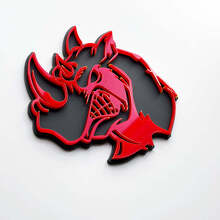 3D Rhino Angry Logo Badge - Custom Fender Emblem for Cars Trucks and SUVs Red vs Grey
 2