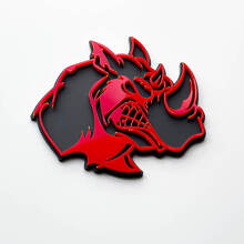 3D Rhino Angry Logo Badge - Custom Fender Emblem for Cars Trucks and SUVs Red vs Grey
 3
