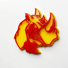 3D Rhino Angry Logo Badge - Custom Fender Emblem for Cars Trucks and SUVs Red vs Yellow
 2