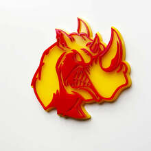 3D Rhino Angry Logo Badge - Custom Fender Emblem for Cars Trucks and SUVs Red vs Yellow
 2