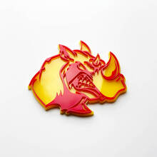 3D Rhino Angry Logo Badge - Custom Fender Emblem for Cars Trucks and SUVs Red vs Yellow
 3