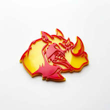 3D Rhino Angry Logo Badge - Custom Fender Emblem for Cars Trucks and SUVs Red vs Yellow
 3