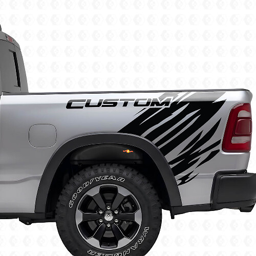 Custom Grunge Style Rear Side Vinyl Decal Kit for Dodge Ram