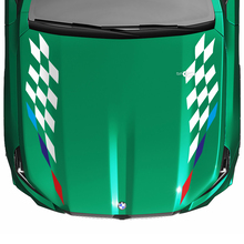Stripes Racing M colors Checkered Flag Hood Decal for BMW 5 Series G60 M5 G90
 2