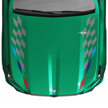 Stripes Racing M colors Checkered Flag Hood Decal for BMW 5 Series G60 M5 G90
 3