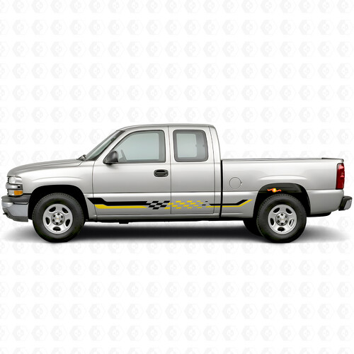 Checkered Racing Door & Rocker Panel Vinyl Stripes for Chevrolet Silverado 1500 GMT800 1999-2007_1
