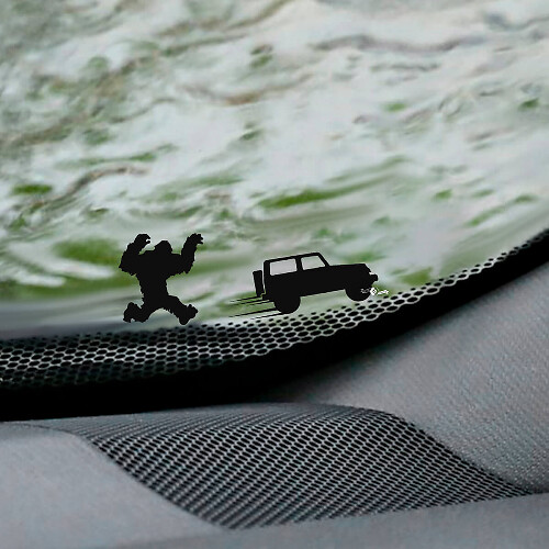 Yeti Bigfoot Easter Egg Windshield Corner Vinyl Decal for Jeep Wrangler