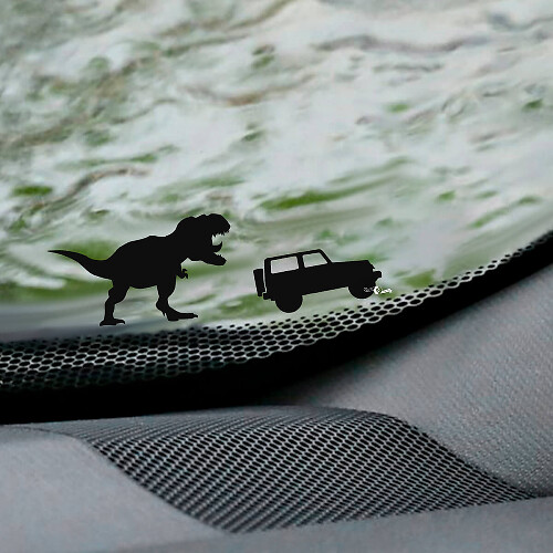 T-Rex Jeep Wrangler Windshield Easter Egg Corner Decal - Custom Vinyl Graphic
