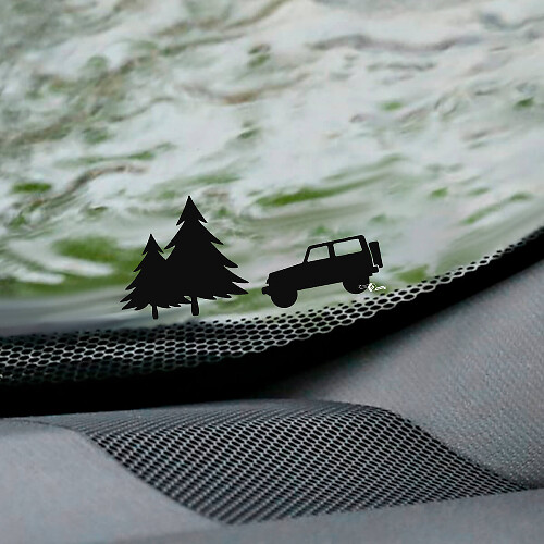 Trees Jeep Wrangler Windshield Easter Egg Corner Decal - Custom Vinyl Graphic
