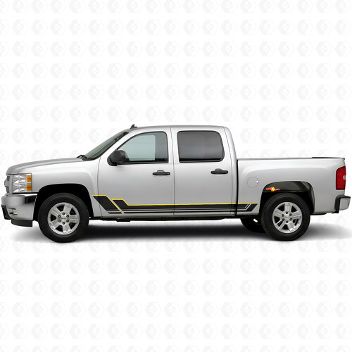 Angular Outline Door & Rocker Panel Vinyl Stripes for Chevrolet Silverado 1500 GMT900 2007-2013_1