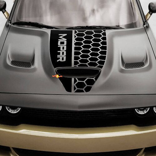 Capot Autocollant Vinyle Racing 2 pour Dodge Challenger ou Charger