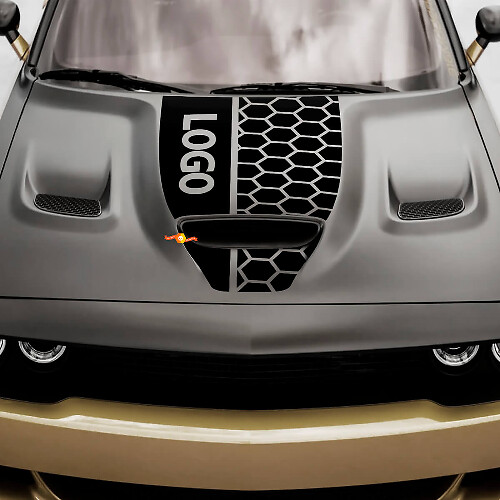 Custom Logo Honeycomb Style Hood Vinyl Decal for Dodge Challenger or Charger
