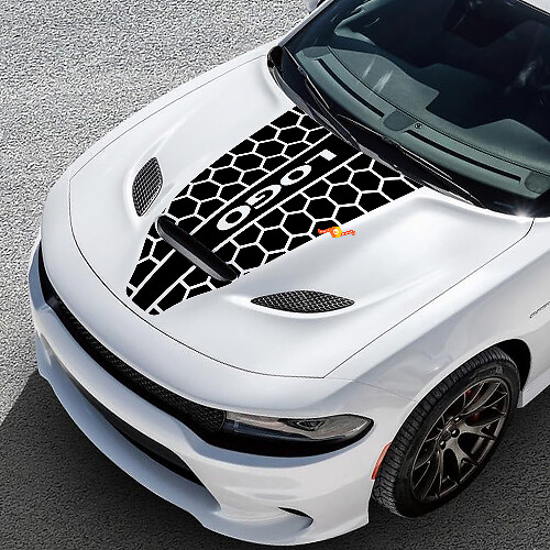 Custom Honeycomb Style Hood Stripes Vinyl Decal for Dodge Challenger or Charger
