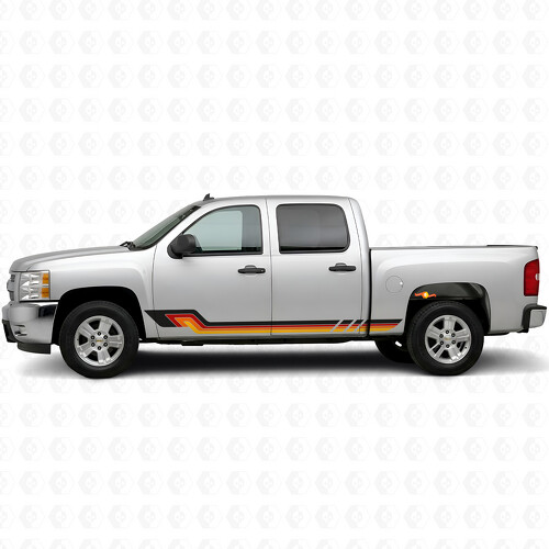 Retro Parallel Door & Rocker Panel Vinyl Stripes for Chevrolet Silverado 1500 GMT900 2007-2013