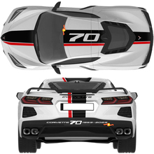 Chevrolet Corvette C8 Stingray Eray Z06 Models Hood Roof Rear Stripes Corvette Full-Length Dual Sticker Decal Stripes
 2