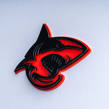 Shark Hellshark 3D Badge Fender Badges Emblem Black and Red
 2