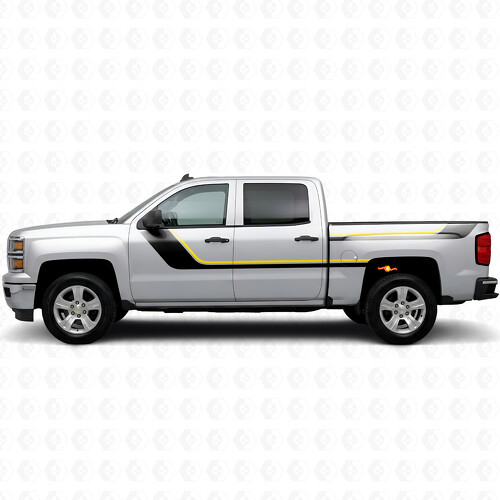Sweeping Upper Accent Door & Bedside Vinyl Stripes for Chevrolet Silverado 1500 K2XX 2014-2019
