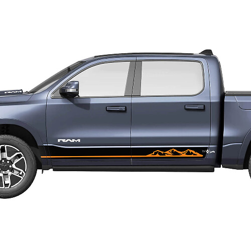 Side Rocker Panel Stripes Mountains for Dodge RAM 1500 REV Vinyl Decals Stickers Graphics
