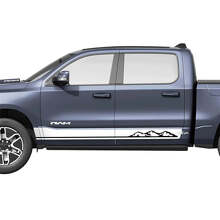 Mountains Side Rocker Panel Stripes Vinyl Decals Stickers Graphics for Dodge Ram 1500 REV 3