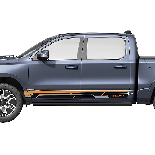 Geometric Style Custom Side Stripes Vinyl Decals Kit for Dodge Ram 1500 REV