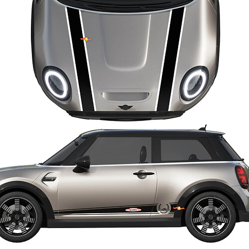 MINI John Cooper Works AC Schnitzer Hood And Side Doors Stripes Rally Decal and graphics sticker
 1