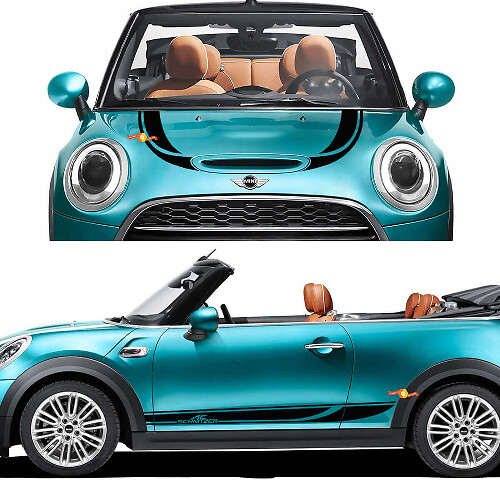 Capot Côtés Portes Rayures Autocollant Rallye 2 Pour MINI Cooper