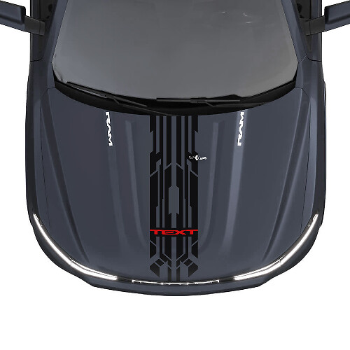 Techno Style Custom Hood Long Stripes Vinyl Decals for Dodge Ram 1500 REV