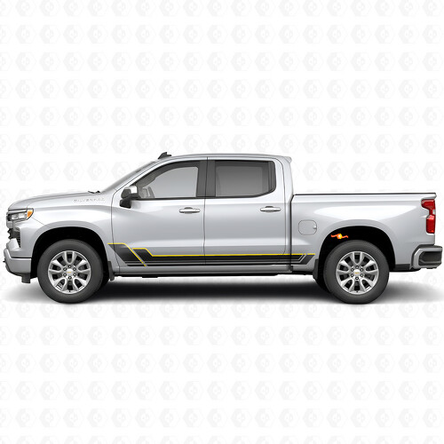 Angular Outline Door & Rocker Panel Vinyl Stripes for Chevrolet Silverado 1500 T1XX 2019-2026_1