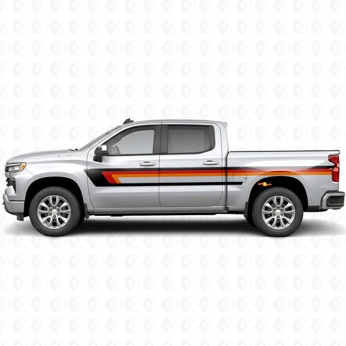 Retro Upper Beltline Door & Bedside Vinyl Stripes for Chevrolet Silverado 1500 T1XX 2019-2026_1