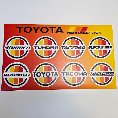 Toyota Models Heritage Retro Vintage Old Style Sticker Pack Decals Graphics
