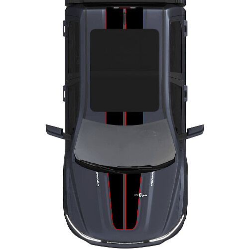 Hood and Roof Dual Central Stripes for Dodge RAM 1500 REV Vinyl Decals Stickers Graphics 3
