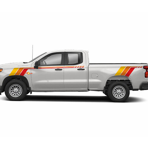 Vintage Style Side Hood Tailgate Stripes Vinyl Decal Kit for Chevrolet Silverado