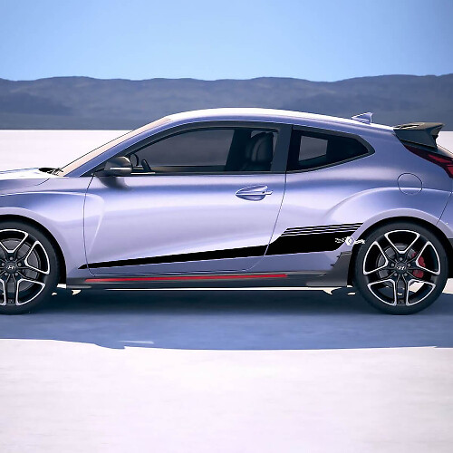 2x Door Side Strobe Racing Stripes Vinyl Stickers Decal fit to Hyundai Veloster
