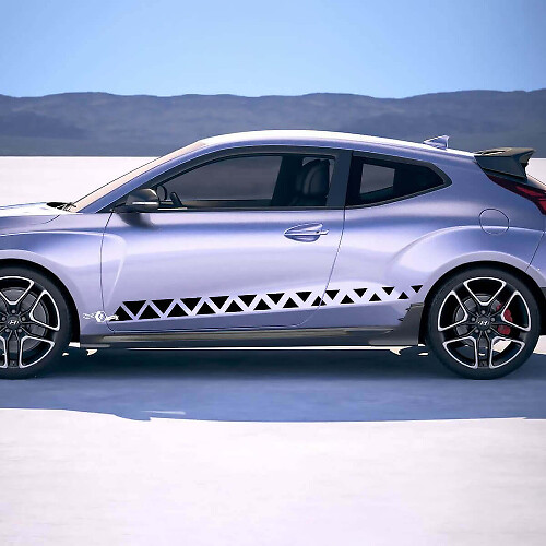 2x Door Side Crankle Racing Stripes Vinyl Stickers Decal suitable for Hyundai Veloster