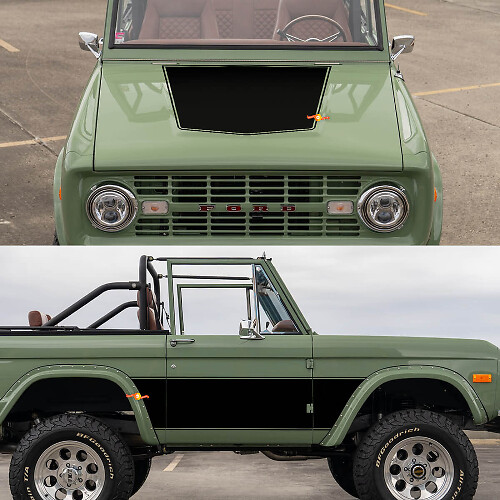 Retro Side Doors and Hood Wrap Decals Stickers for 1968 Musclecar horse
