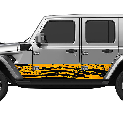 US Patriotic Distressed Flag Splash Side Doors Vinyl Decal Sticker 3 for Jeep Wrangler