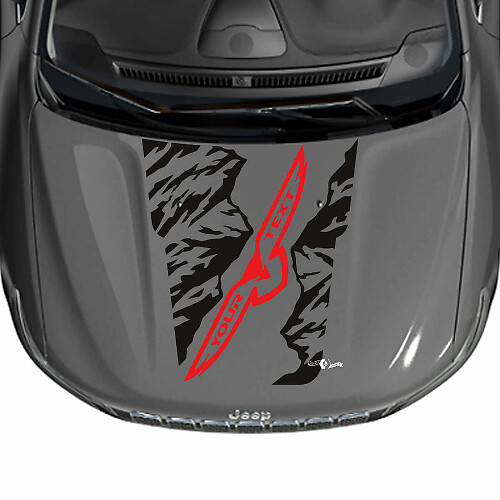 Custom Text Mountains Eagle Bonnet Vinyl Decal Sticker Graphic 2 for Jeep Cherokee Trailhawk