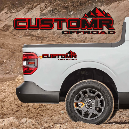 CUSTOMR Offroad Mountain Outline Pair Bedside Vinyl Decal Sticker for Ford F-250