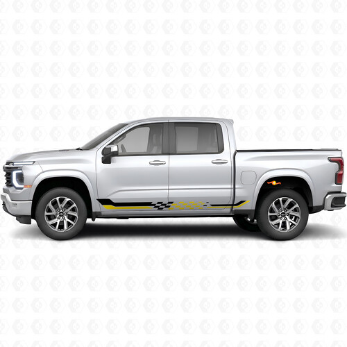 Checkered Racing Door & Rocker Panel Vinyl Stripes for Chevrolet Silverado 1500 Next Generation 2027_1