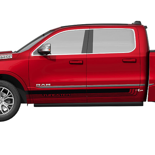 Side Rocker Panel Stripes Vinyl Decals Stickers Graphics for Dodge RAM 1500 TUNGSTEN 3
