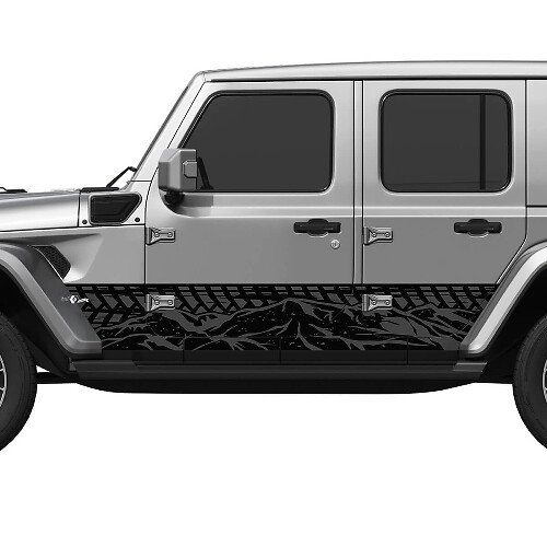 Tyre Tracks Mountain Splash Side Doors Vinyl Decal Sticker 2 for Jeep Wrangler