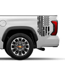 Pair Toyota Tundra Bed Side Rear Fender Destroyed Grange USA Flag Logo Stripes Vinyl Stickers Decal 2
 3