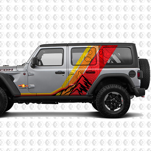 Mountains Topographic Map Retro Vintage Side Doors Stripe Kit fit for Jeep Wrangler
 1