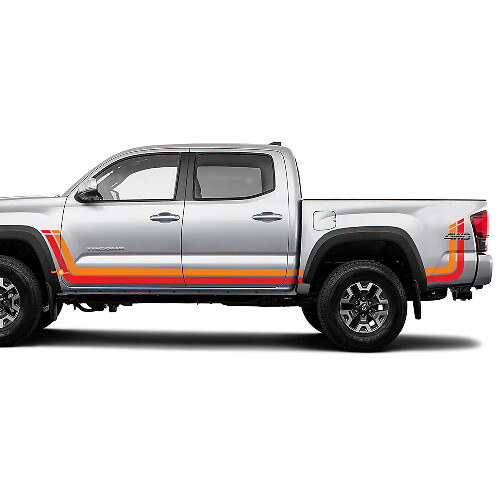 TRD 4WD Style Retro Side Stripes Vinyl Decal Kit for Toyota Tacoma
