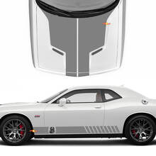 Racing Cobra Kai Style Stripes Hood and Side Vinyl Decals for Dodge Challenger _2